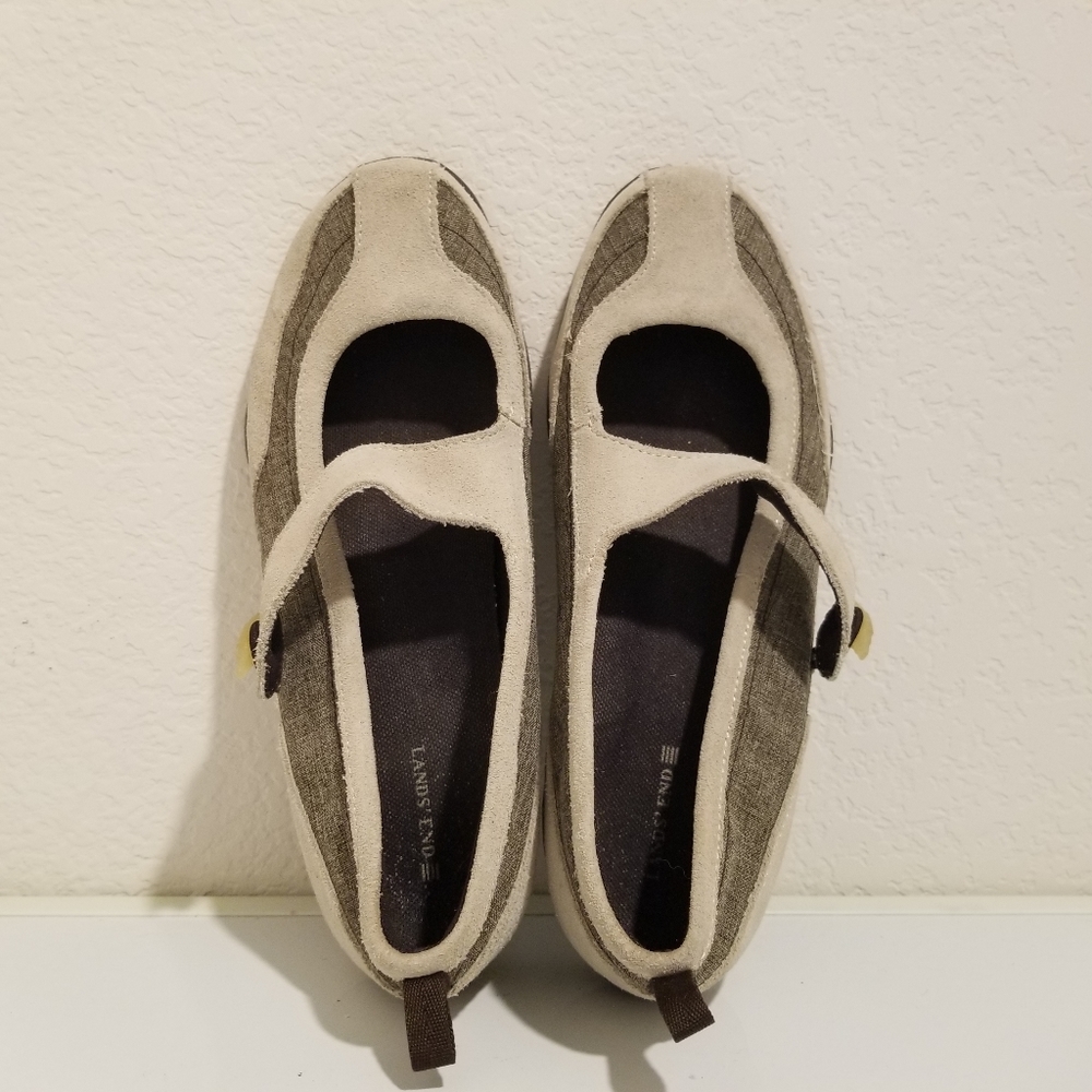 Lands End Mary Jane Trekker Field Khaki Ladies Shoes Women Comfort Shoes Size 8B